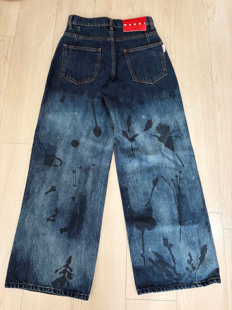 新品 MARNI スプラッタープリント デニムパンツ 36