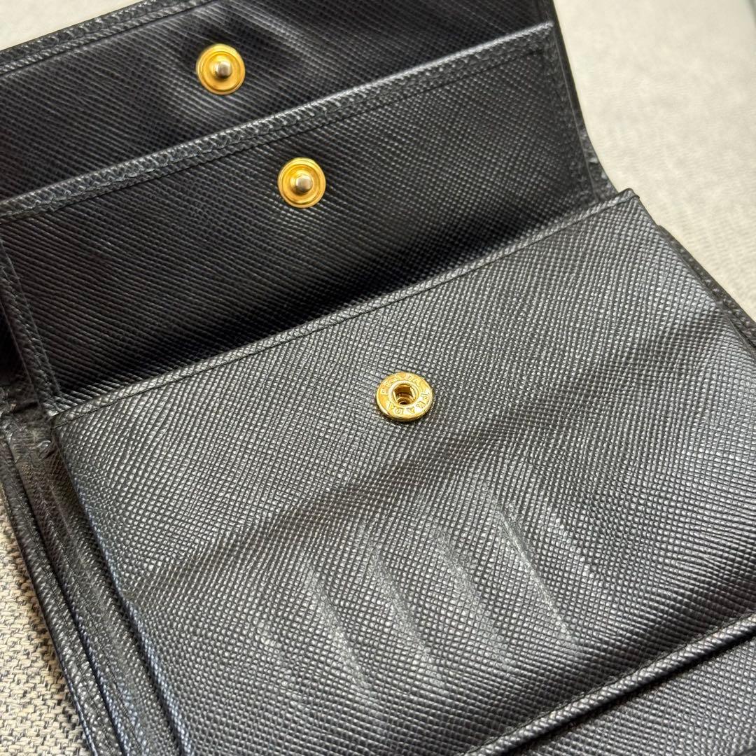 PRADA プラダ サフィアーノレザー 三つ折り財布 ブラック