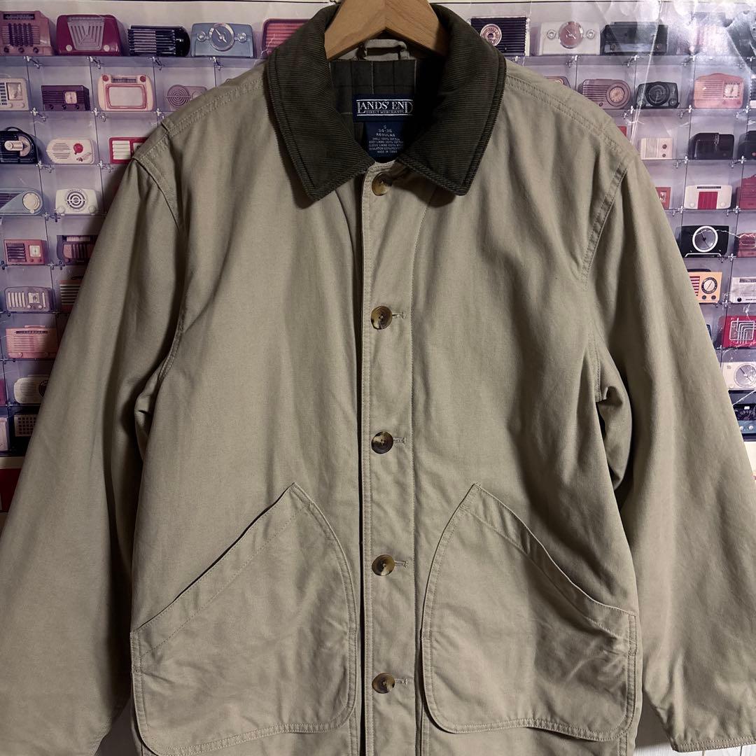 00s LANDS'END裏地チェック中綿ハンティングジャケットカバーオール