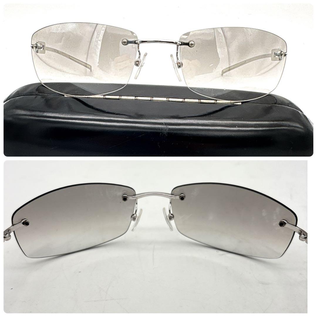 小物 GUCCI sunglasses rimless stone silver