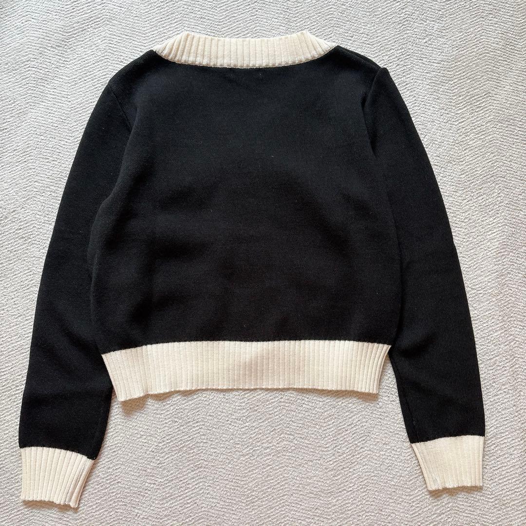 美品✨OBLI オブリ　ハート刺繍　バイカラー　ニットカーディガン