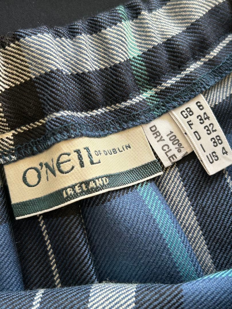 【美品】O’NEIL OF DUBLIN ラッププリーツスカート ウール100%
