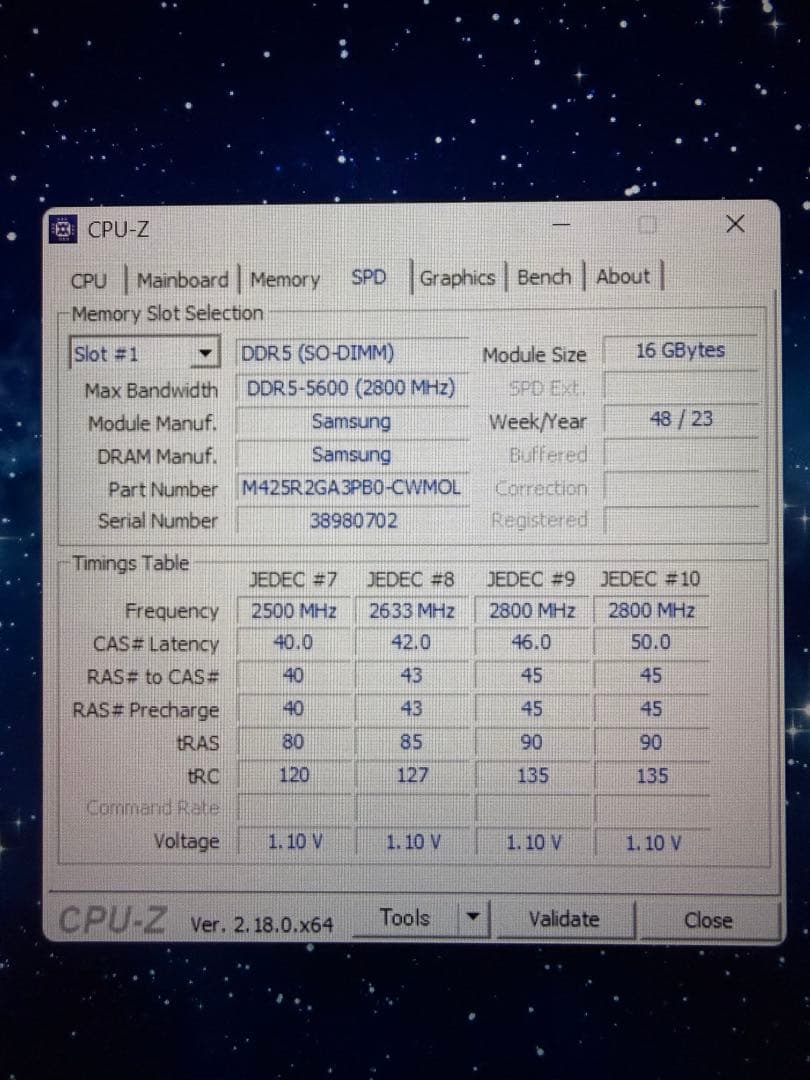 SAMSUNG DDR5-5600 16GB 1枚　【動作確認済み】