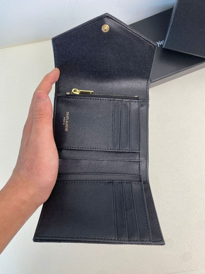 YSL ブラック 三つ折り財布