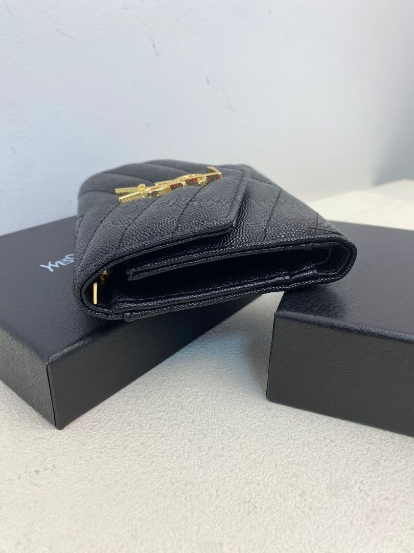 YSL ブラック 三つ折り財布