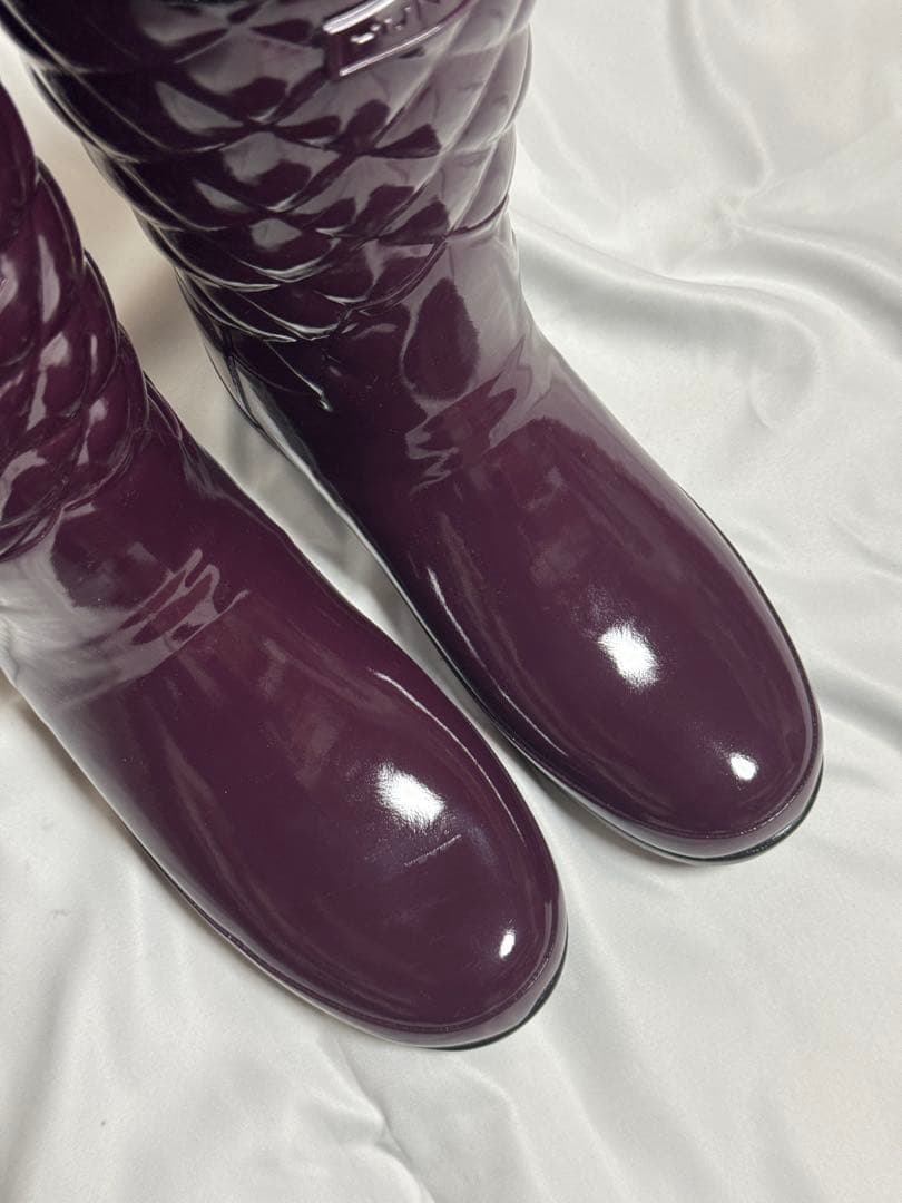 【HUNTER】ロング レインブーツ キルティング　ボルドー23〜23.5