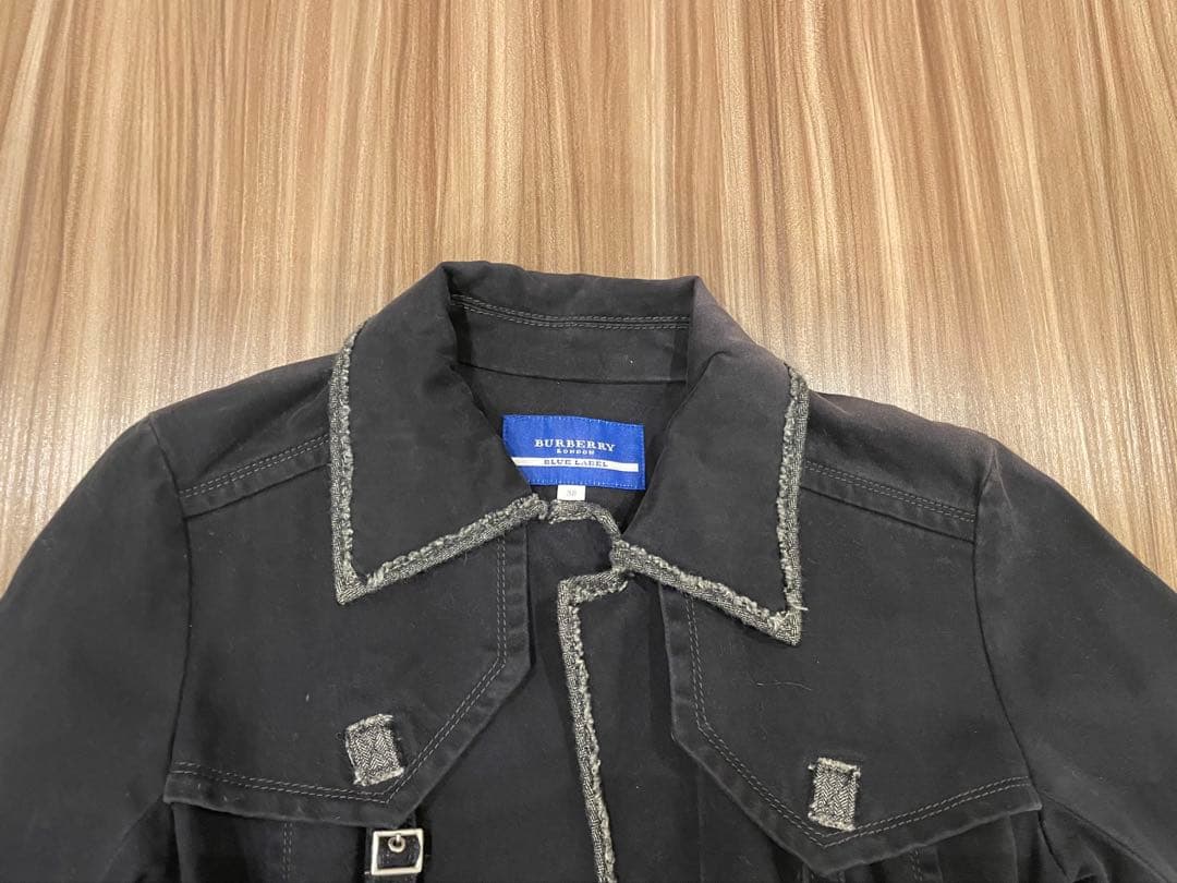 【美シルエット】バーバリーブルーレーベル ベルトジャケット 黒 38