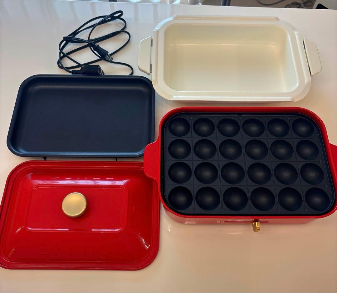 【超美品‼️】BRUNO レッド たこ焼き用・お鍋用・ホットプレート用