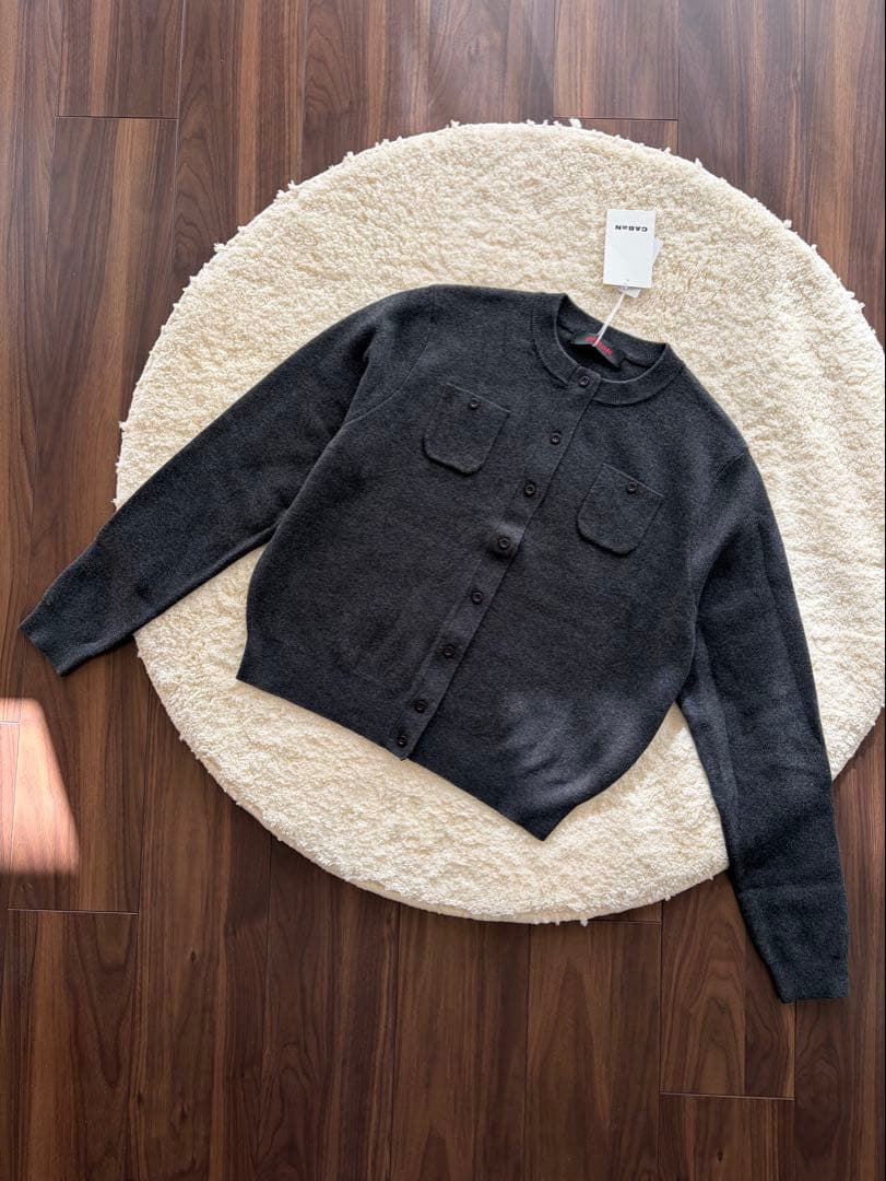 CABaN コットンカシミヤ クルーネックカーディガン チャコールグレーXS/S