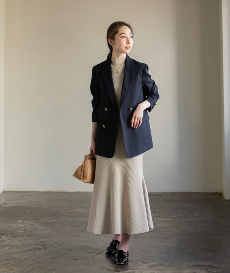 とことこたん　NOBLE 麻ストレッチダブルブレストジャケット　36サイズ