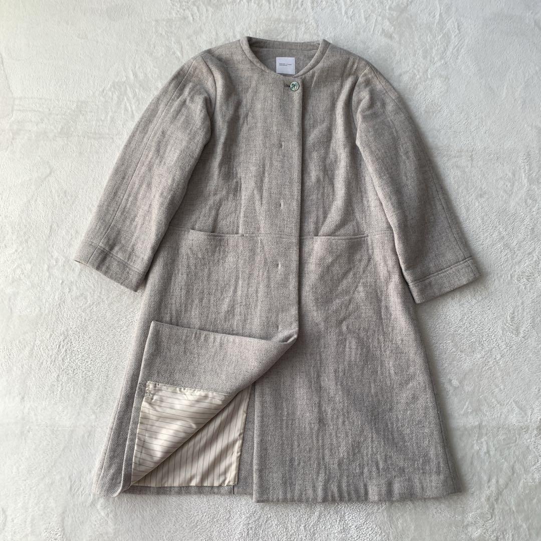 KURASHI & Trips PUBLISHING ウール ノーカラー コート