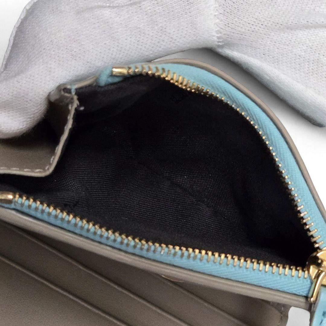 極美品✨フェンディ ズッカ レザー コンパクトウォレット 二つ折り財布　ブルー