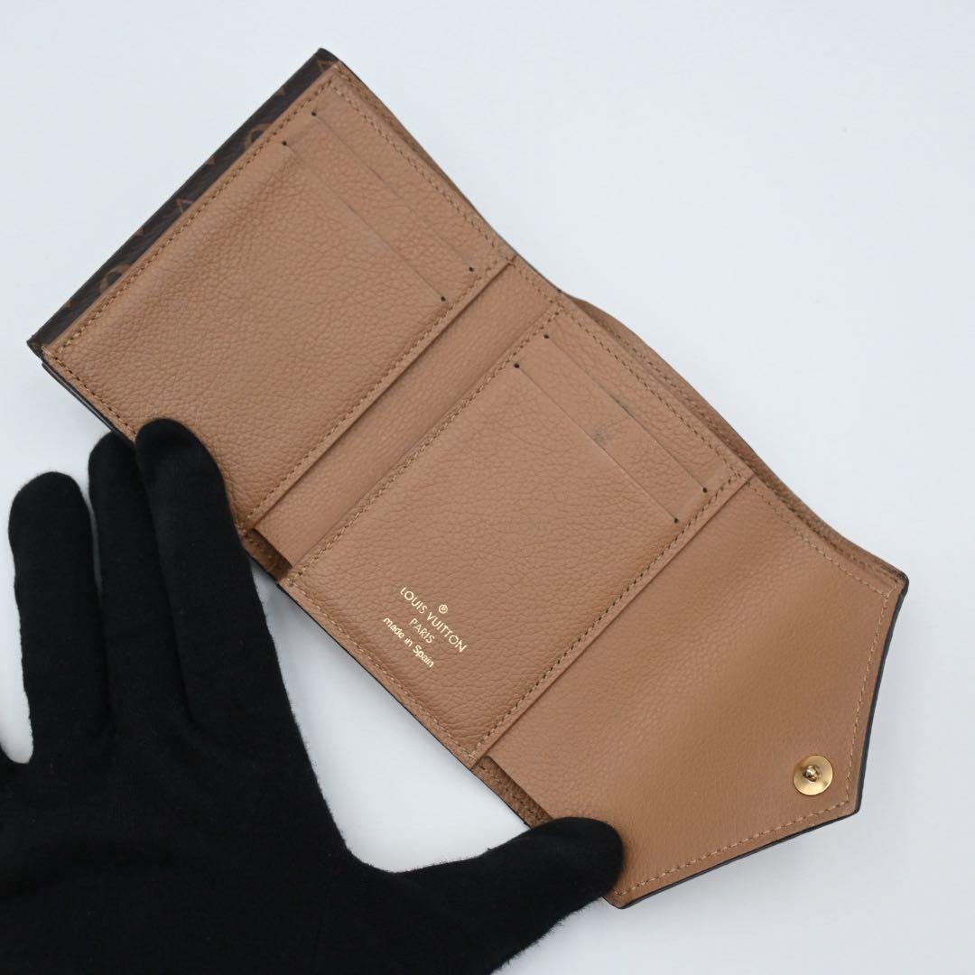 【美品】ルイヴィトン モノグラム ドゥブルV コンパクト 三つ折り財布 ブラウン