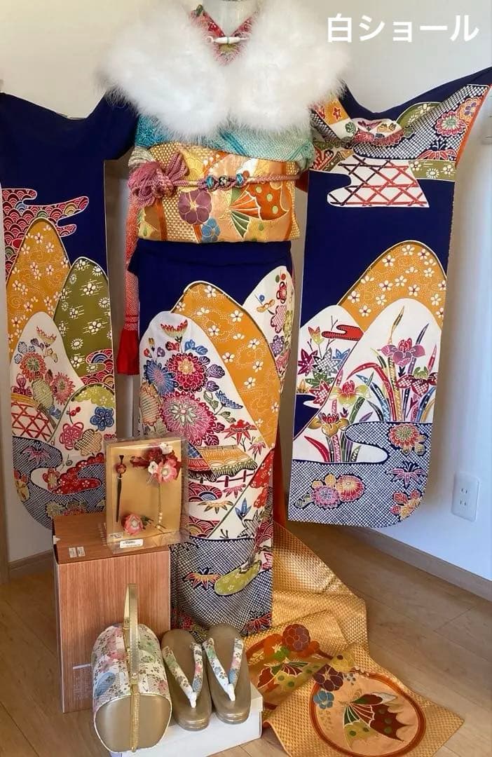 正絹振袖/紅型風15点セット