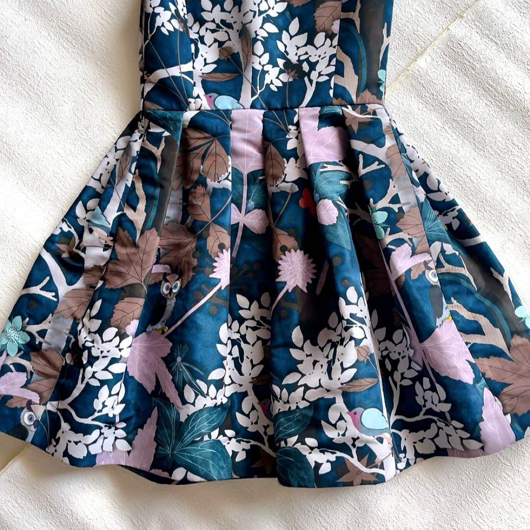RED VALENTINO ボタニカル フクロウ　ノースリーブワンピース　38