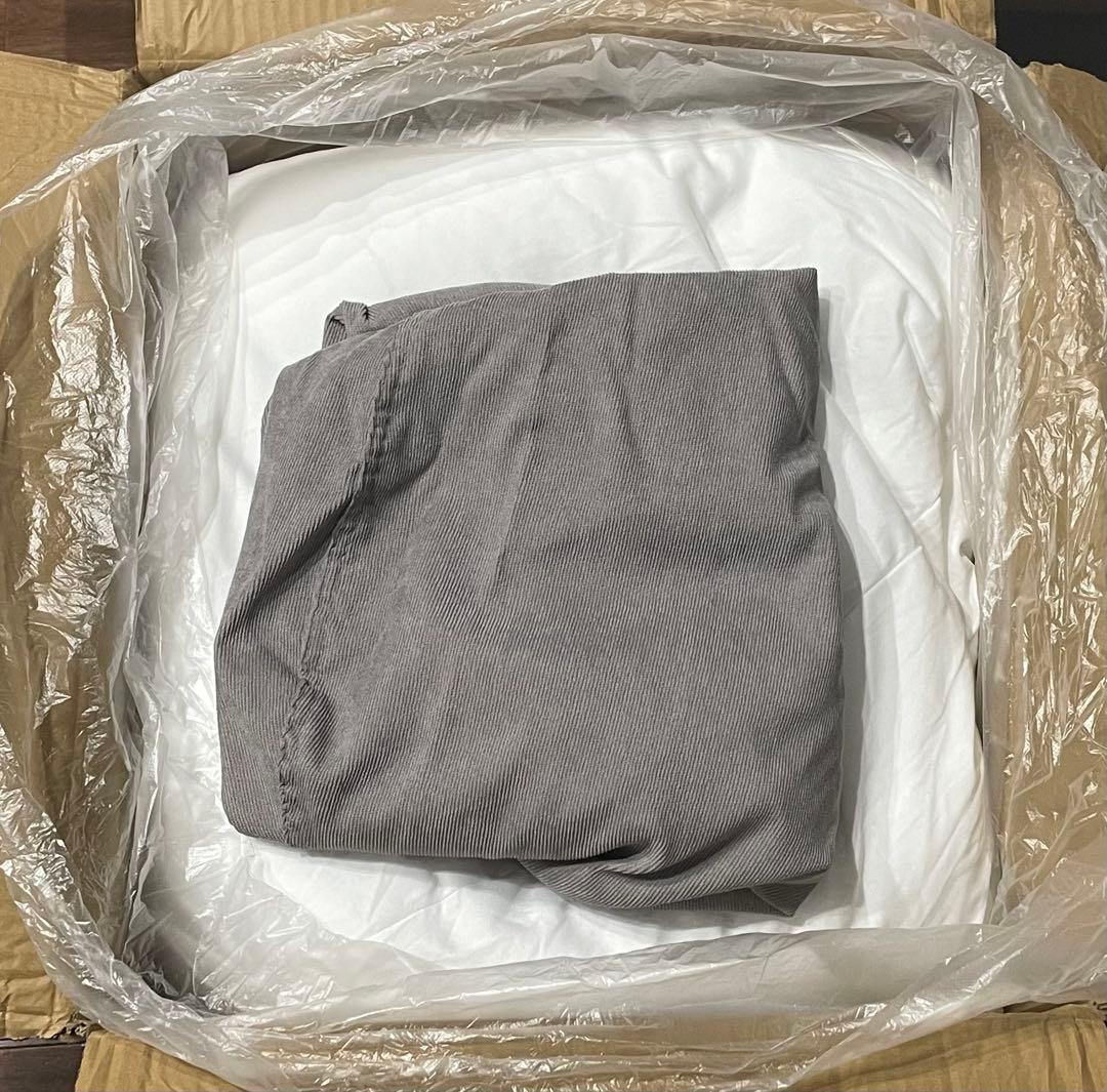 ビーズクッション 70×60cm 特大 軽量 取っ手付き 洗えるカバー グレー