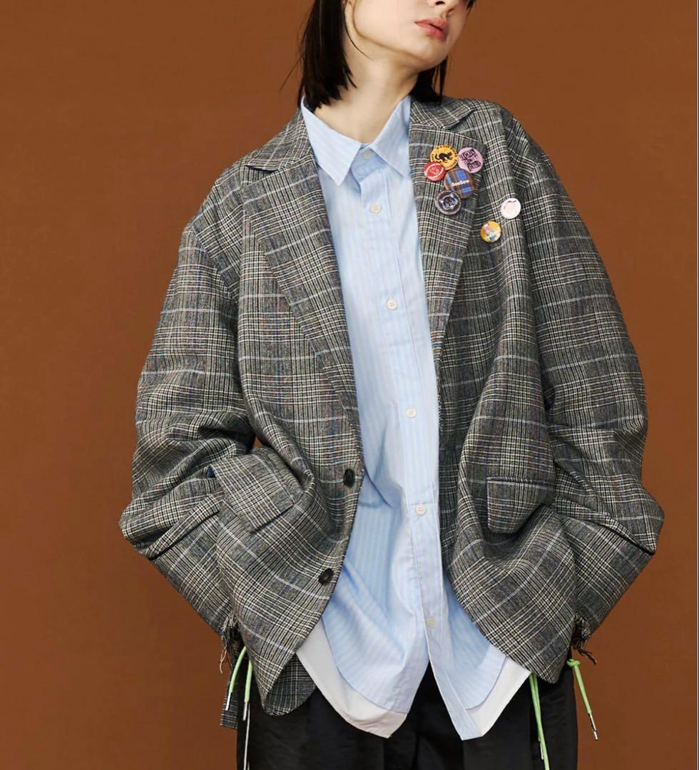 【See Sew】GRUNGE CHECK TAILORED JACKET