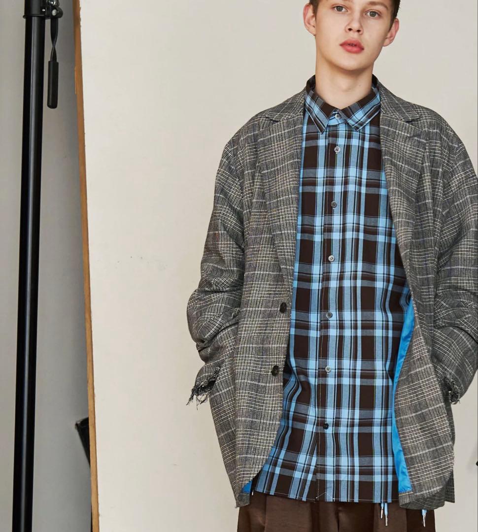 【See Sew】GRUNGE CHECK TAILORED JACKET