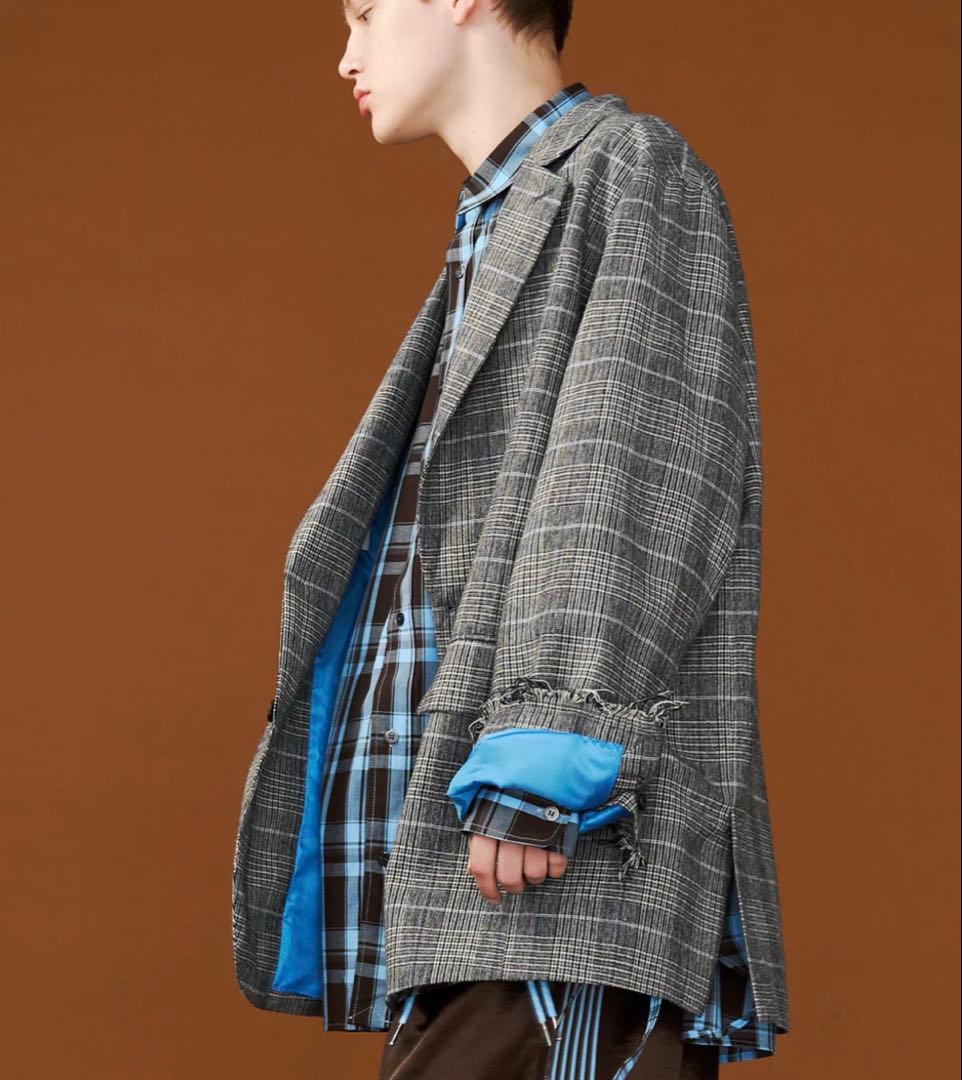 【See Sew】GRUNGE CHECK TAILORED JACKET