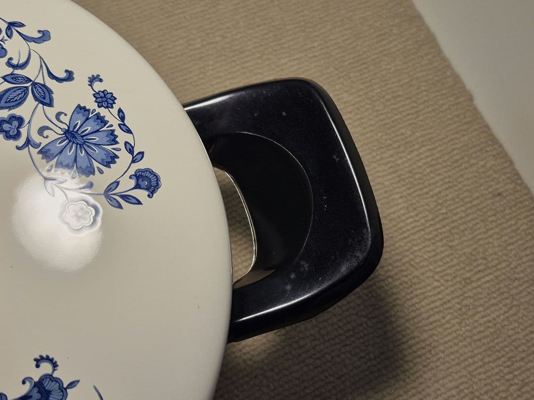 専用出品　レトロ　フジホーロー ハニーウェア　片手鍋／両手鍋　花柄(ブルー)