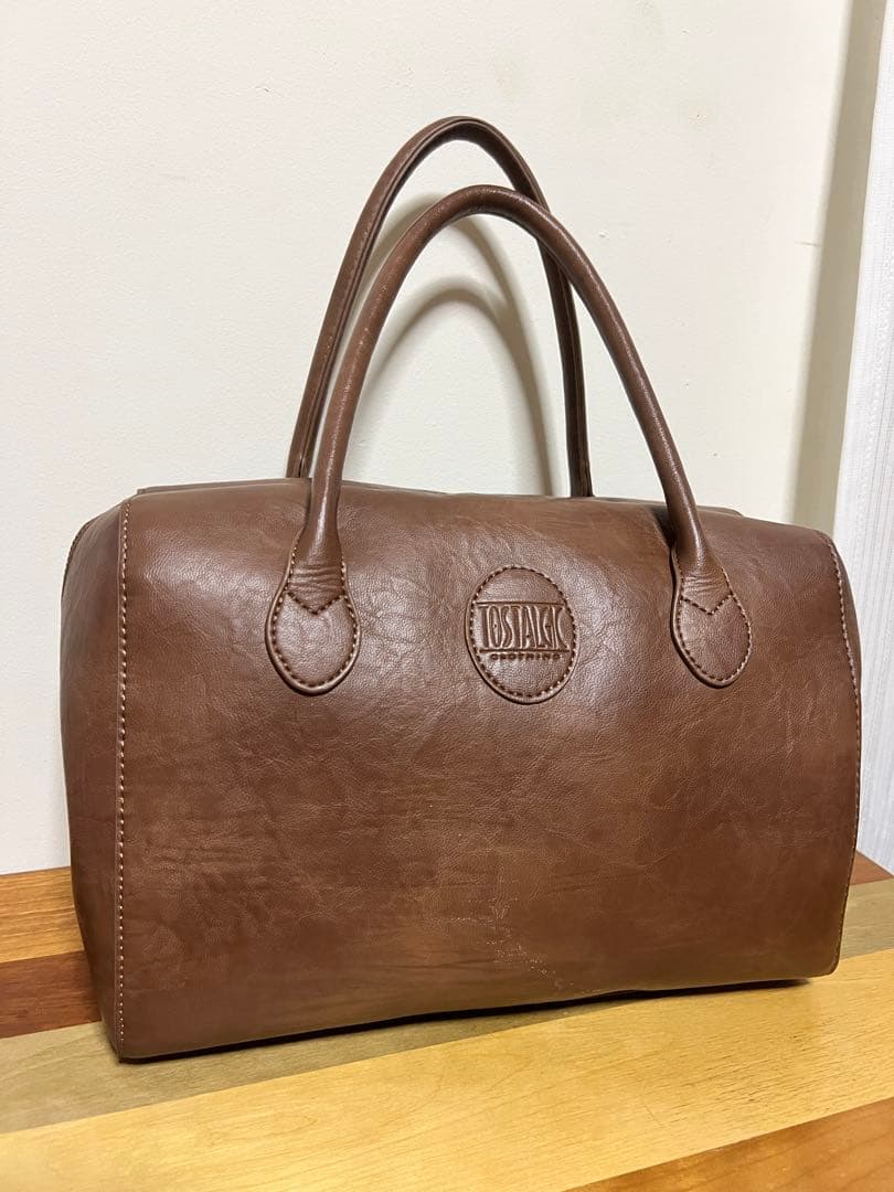 バッグ Leather boston bag / brown
