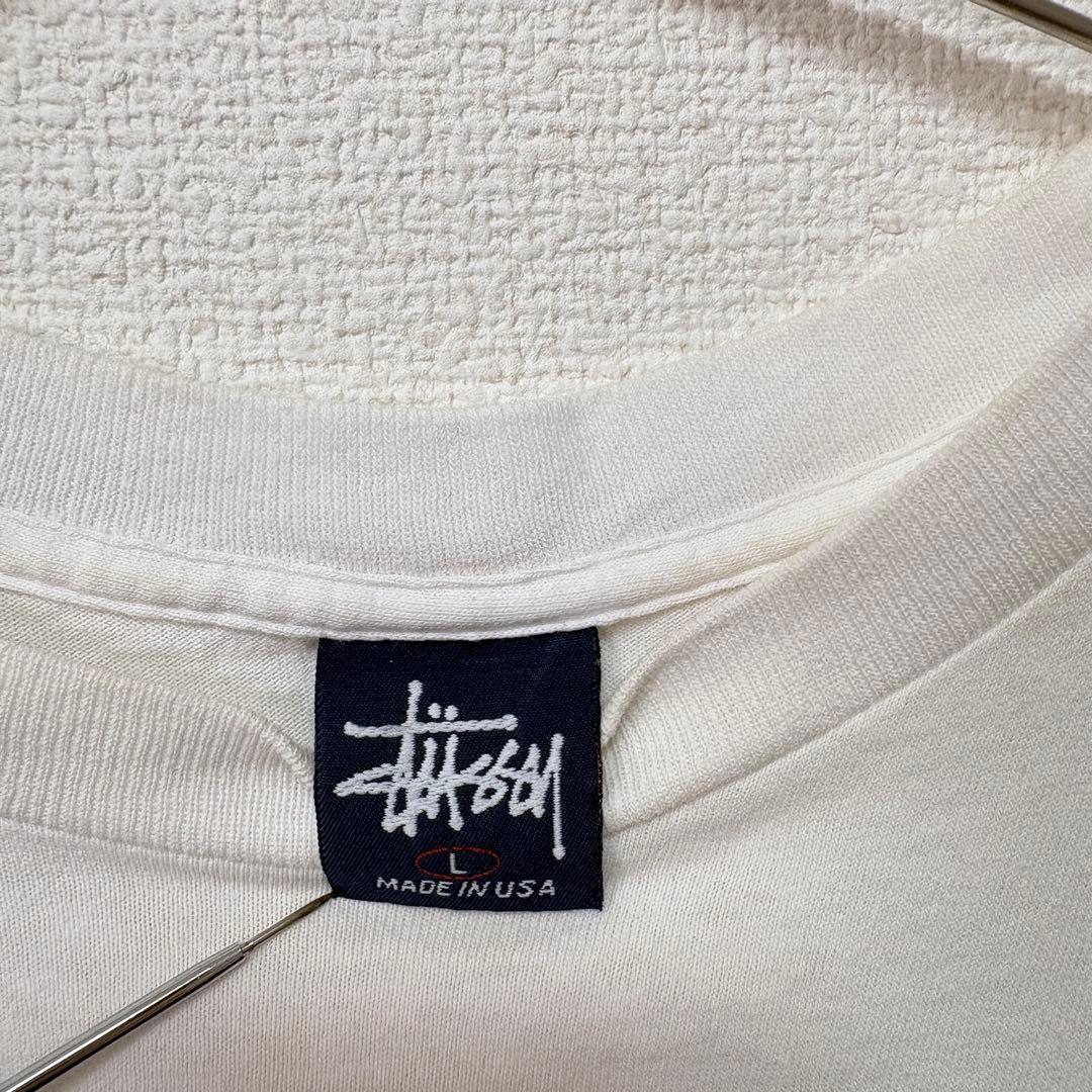 STUSSY ステューシー ホワイト Tシャツ 熊 ベア USA製 L オールド