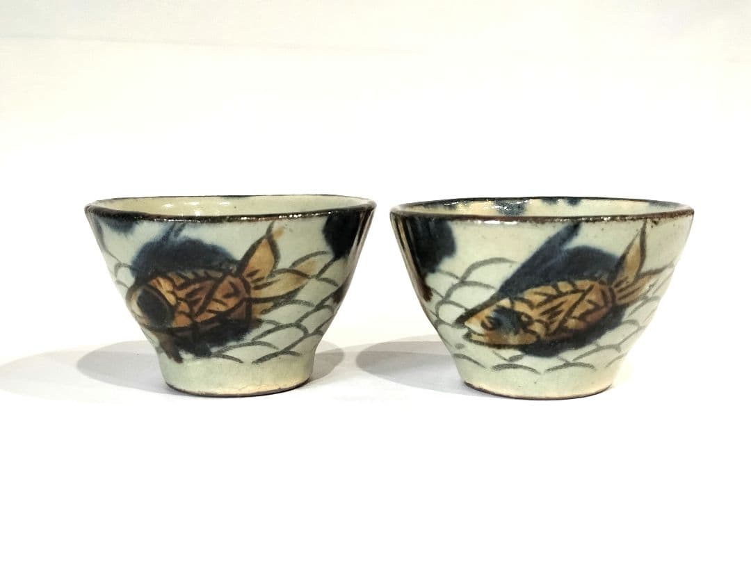 ❤【新品・未使用】琉球　沖縄　壺屋焼 　新垣栄一（陶栄） 酒器　お猪口2個