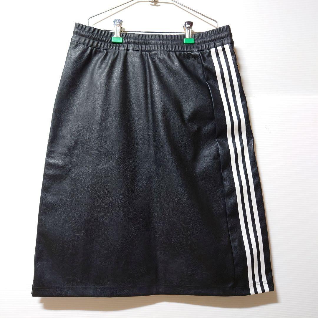 黒★XL★フェイクレザーアディブレイクスカート★レディース★adidas