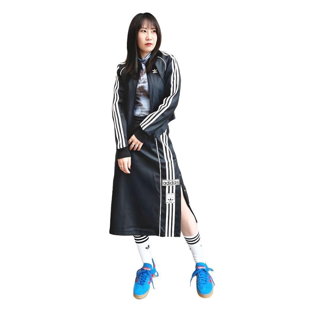 黒★XL★フェイクレザーアディブレイクスカート★レディース★adidas