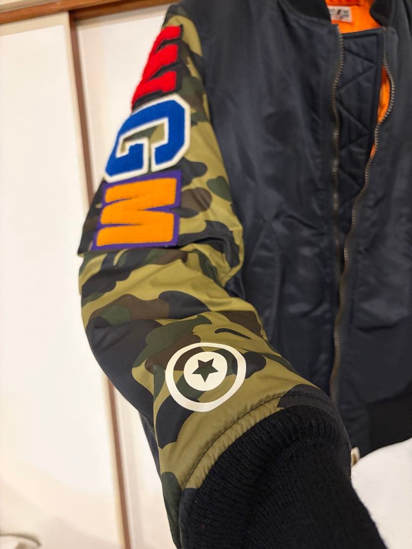 【レアモデル】A Bathing Ape シャーク MA-1ジャケット ブラック