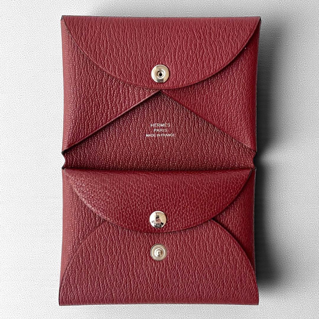 未使用品 エルメス カルヴィ デュオ ボルドー 財布 カードケース ケース