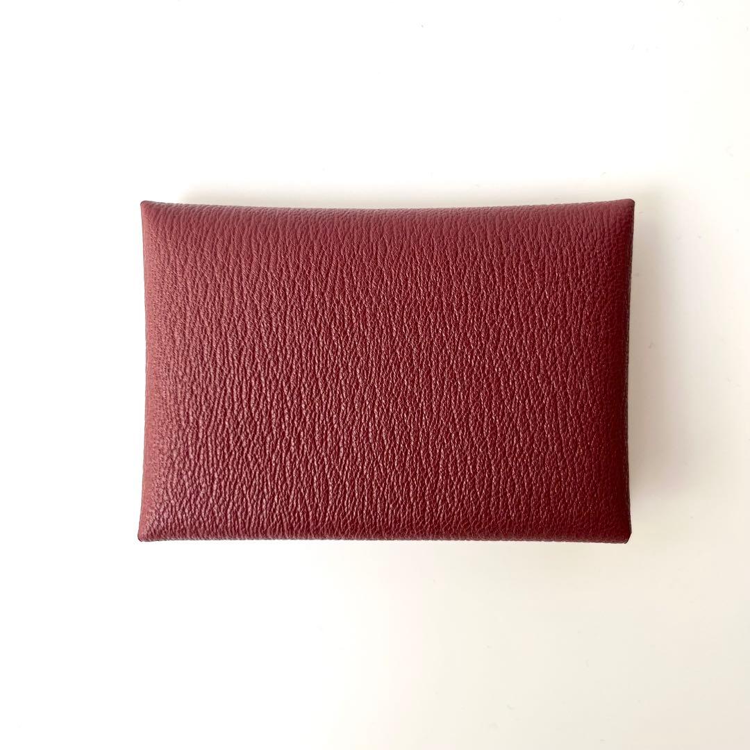 未使用品 エルメス カルヴィ デュオ ボルドー 財布 カードケース ケース