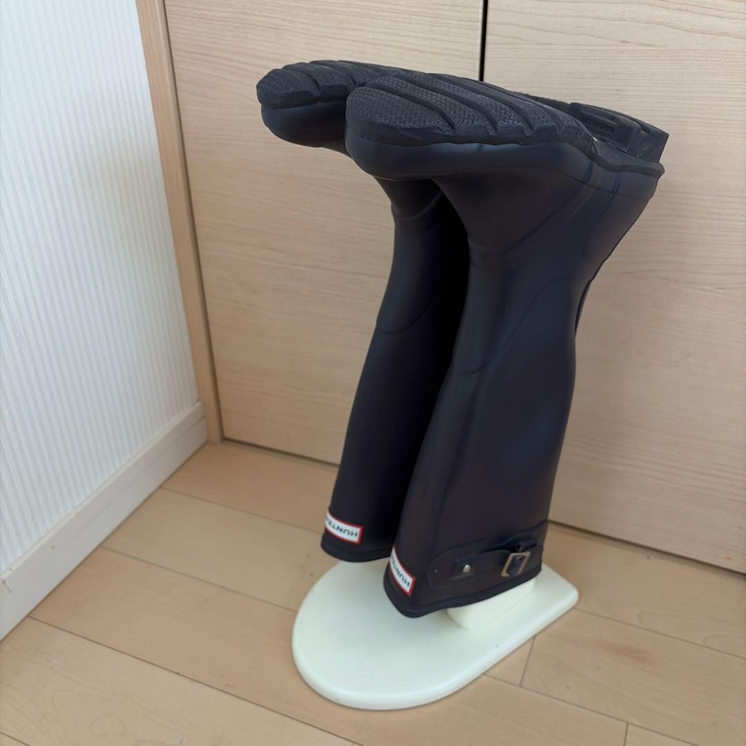 HUNTER 38 長靴 木製ブーツスタンド付き　パープル　ネイビー　レイン