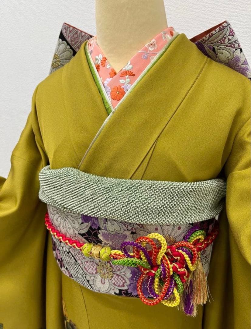 振り袖　フルセット　長襦袢付　成人式　山吹色　金彩加工　結婚式　767