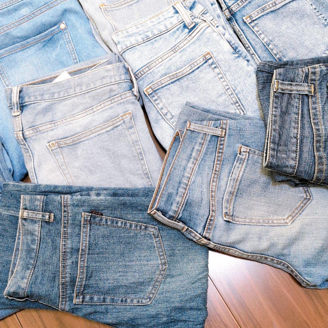 薄い色 デニムパンツ まとめ売り40本 リメイク素材 パッチワーク ハンドメイド