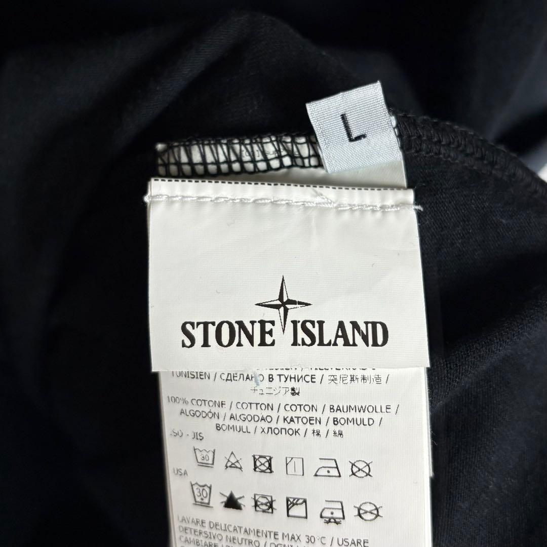 6253【美品・Lサイズ】ストーンアイランド☆両面プリントロゴTシャツ 黒 赤