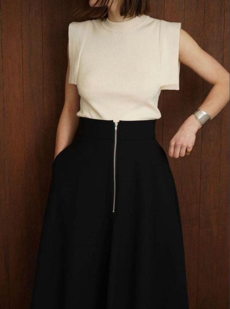 スカート CLANE W FACE FRONT ZIP FLARE SKIRT