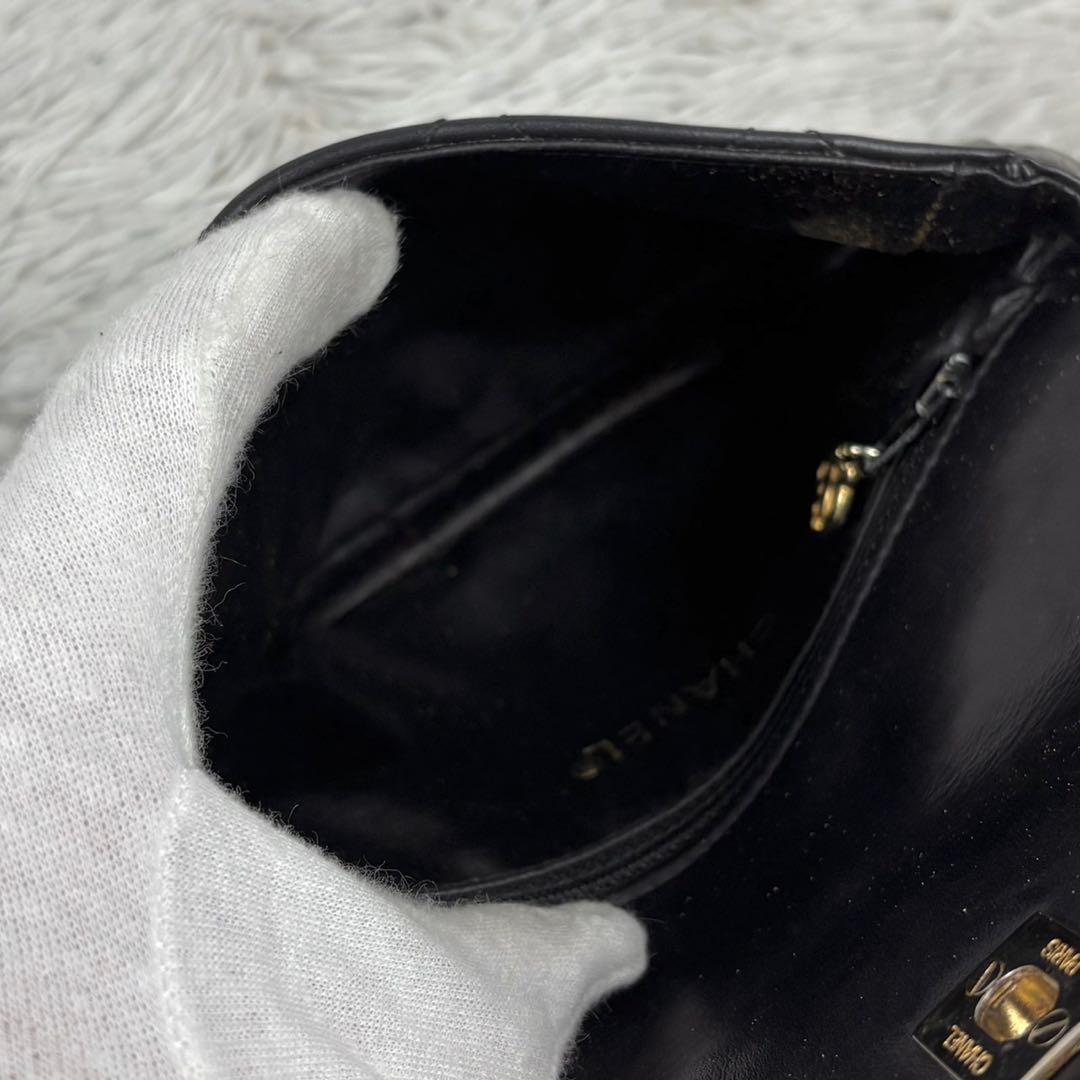 美品 シャネル レザー ウエストバッグ ココマーク マトラッセ ゴールド金具 黒