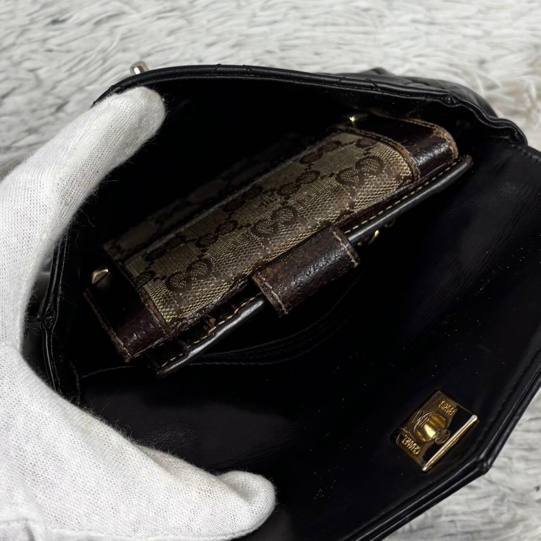 美品 シャネル レザー ウエストバッグ ココマーク マトラッセ ゴールド金具 黒