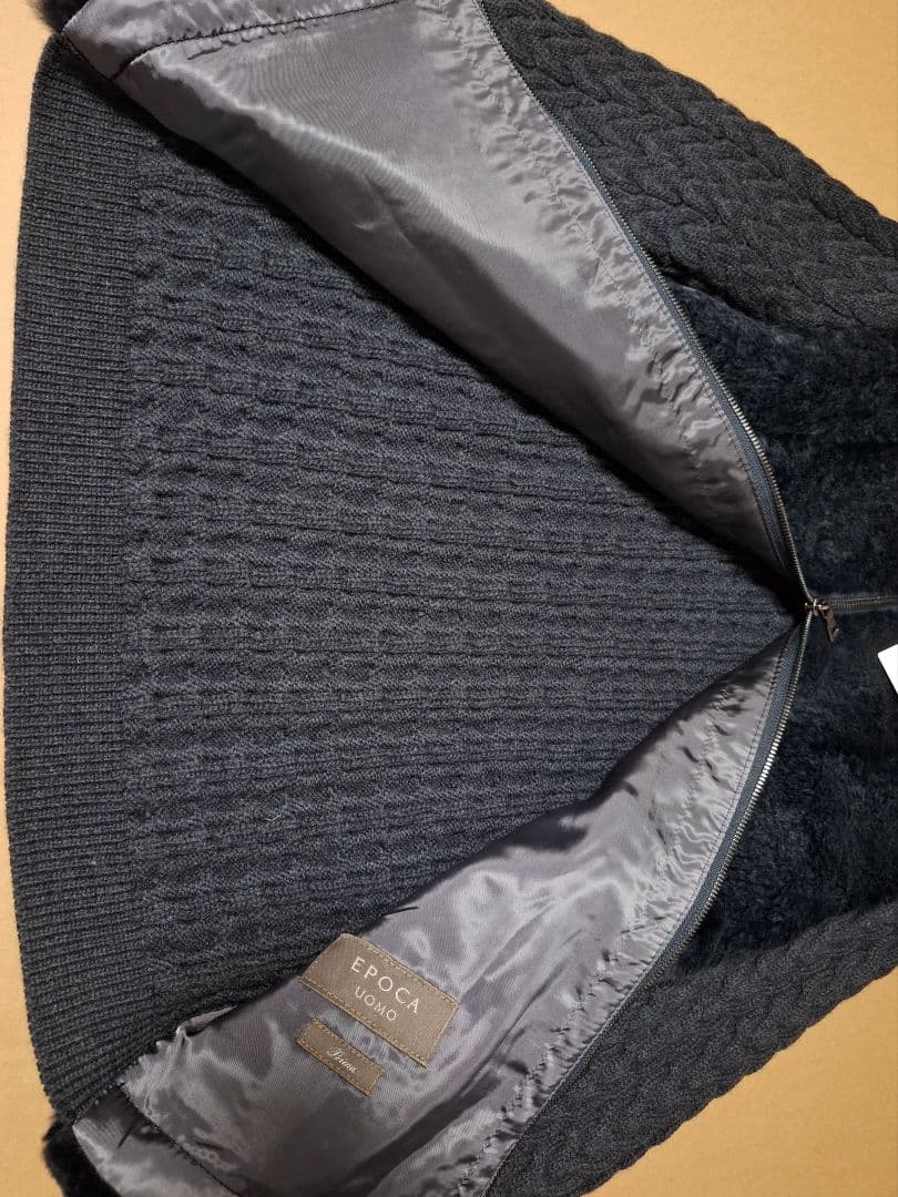 EPOCA UOMO リアルファー ラビット 切り替えニット ジャケット