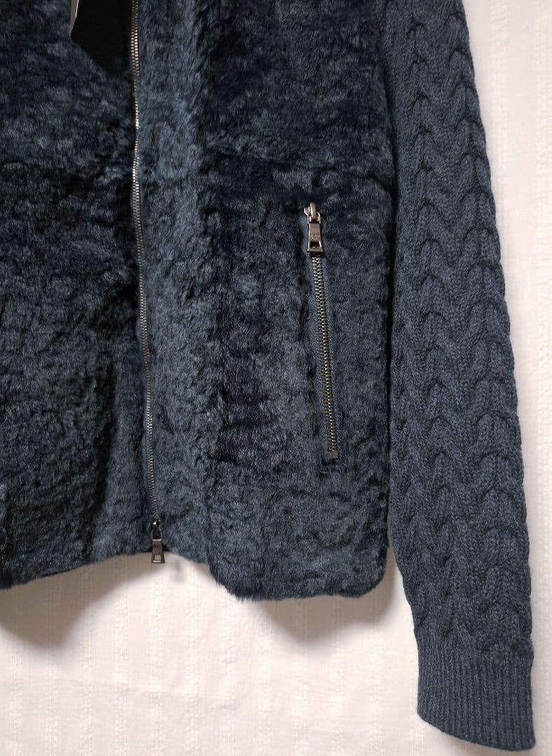 EPOCA UOMO リアルファー ラビット 切り替えニット ジャケット