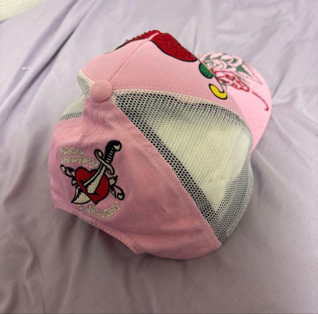 【激レア】Ed hardy エドハーディー キャップ ピンクキャップ　ストーン