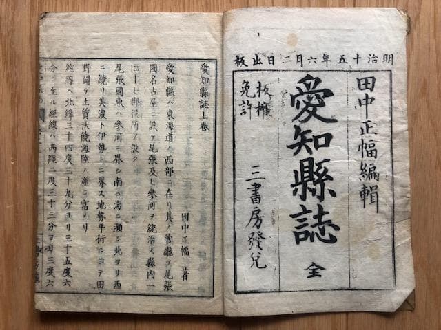 【極希少】原本 明治15年『愛知県誌』記名・墨書きあり 郷土史資料 y126