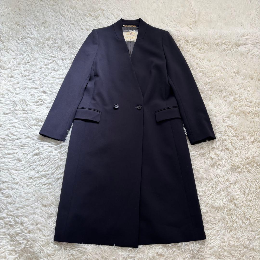 ジャーナルスタンダード レサージュ ノーカラー ダブルボタン ロングコート