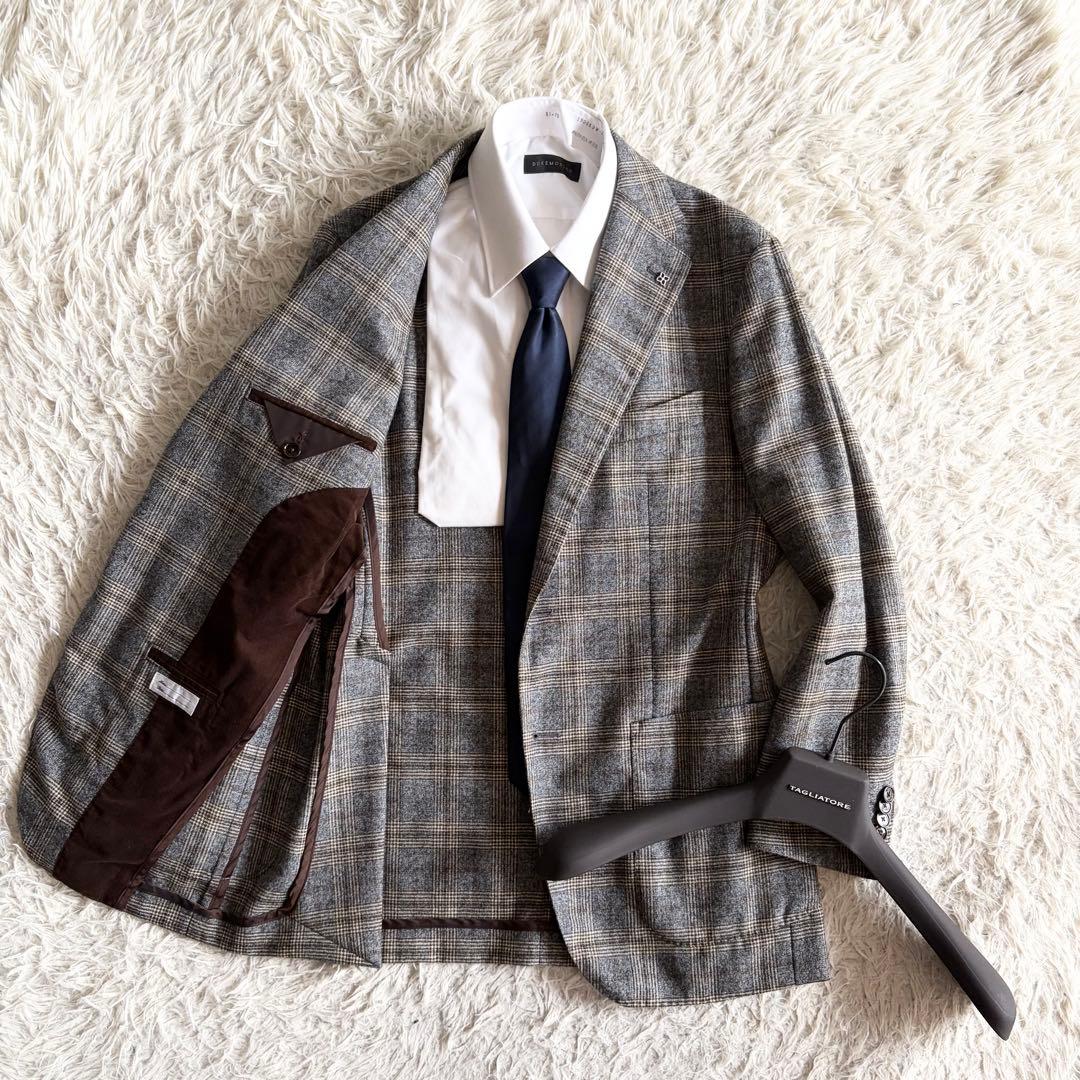<極美品> TAGLIATORE 新ロゴ モンテカルロ グレー ジャケット 46