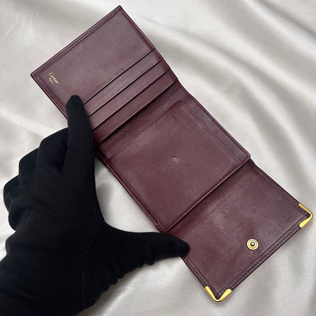 ◇Gカード付き美品◇カルティエ　マストライン　コンパクト折り財布　がま口