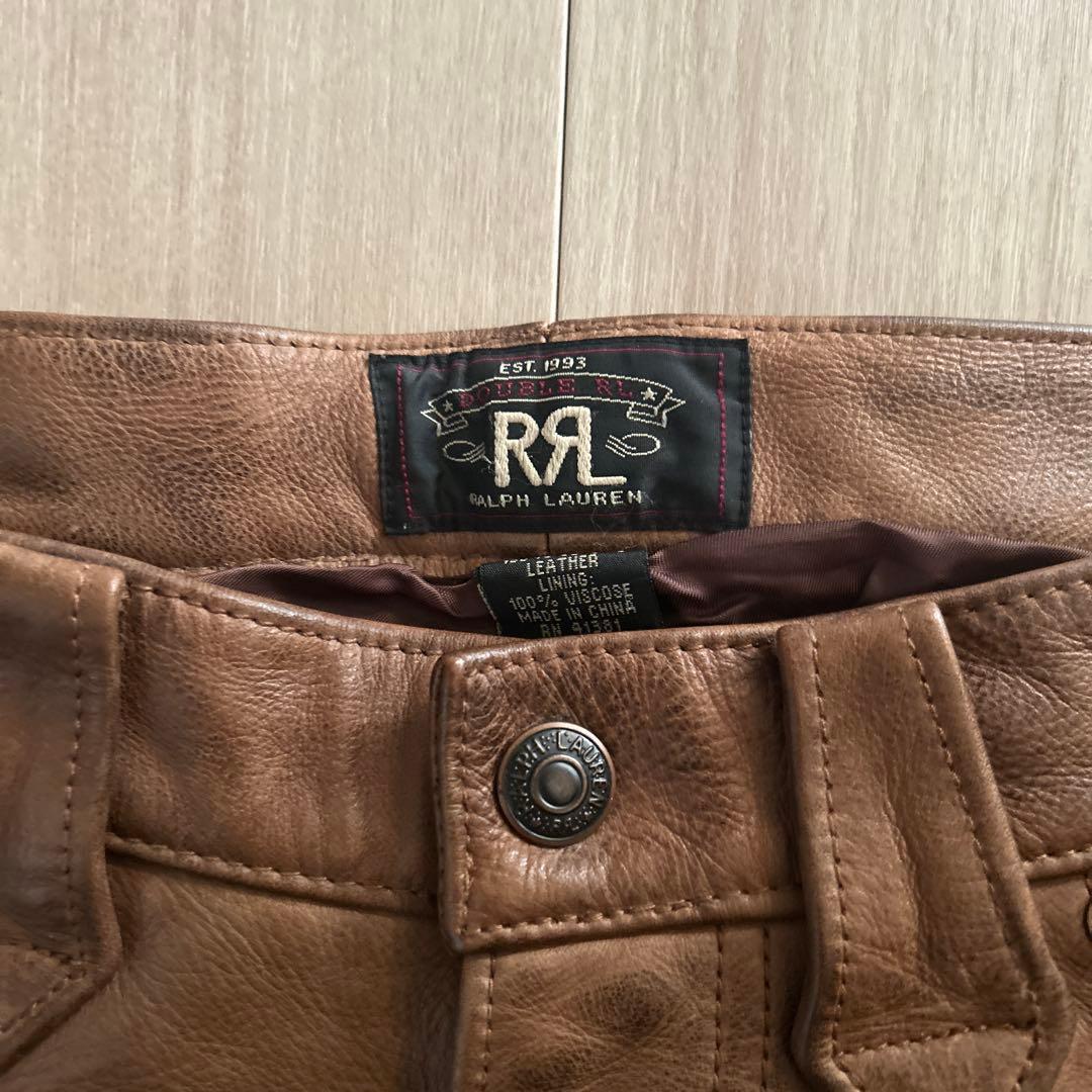 希少 RRL レザーパンツ W28 ブーツカットヴィンテージ加工 ラルフローレン