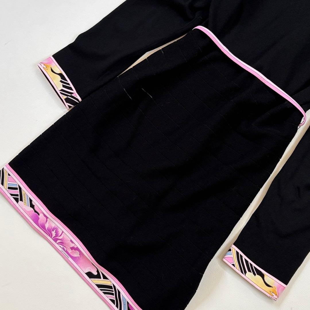 近年物 極美品✨レオナール カンカン素材 ロングカーディガン 羽織り 黒