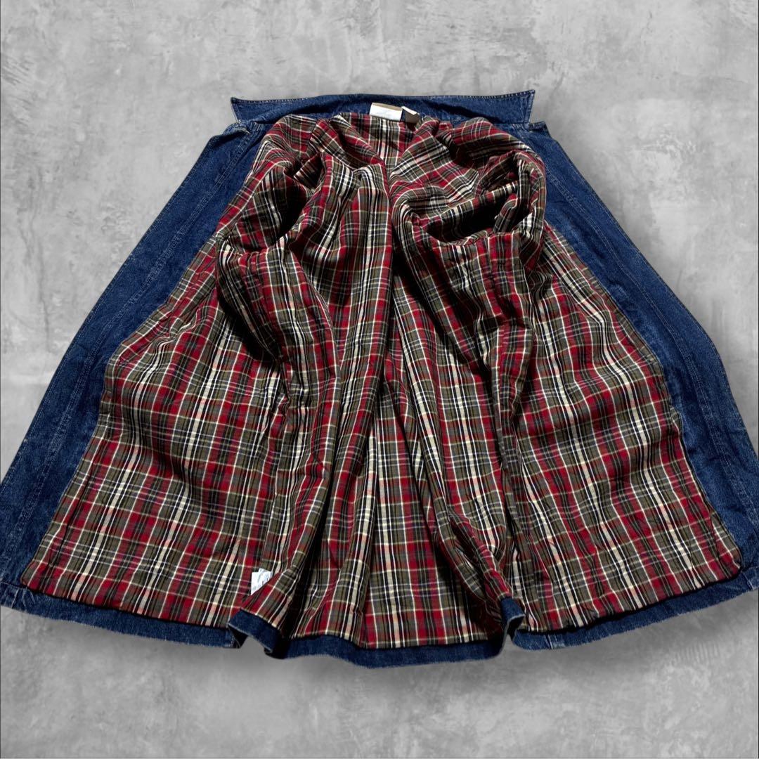 Liz Claiborne デニムダッフルコート チェック裏地 トグル L 古着
