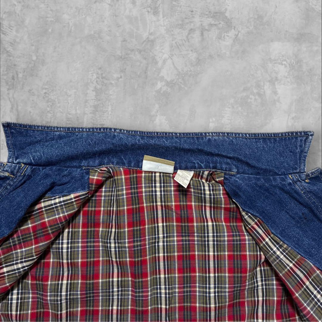 Liz Claiborne デニムダッフルコート チェック裏地 トグル L 古着